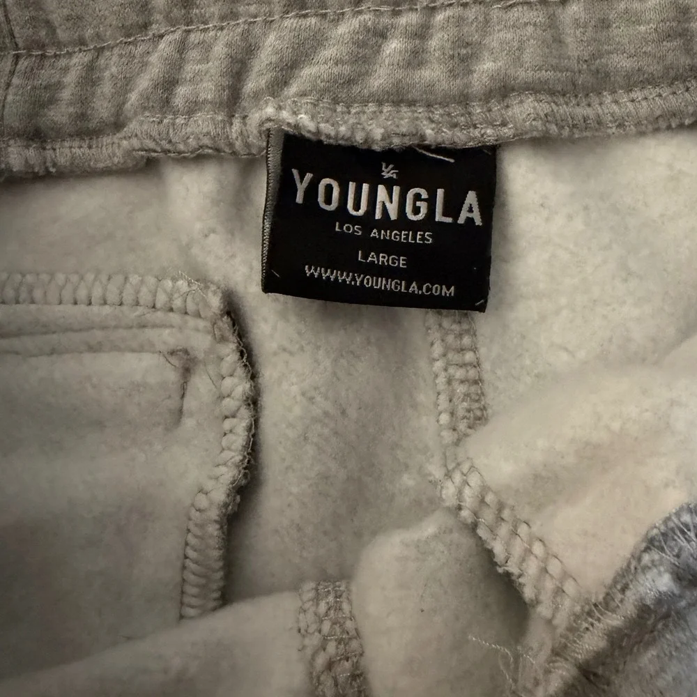 YoungLA Jogger Sweatpants Men Large Grey Athletic Fleece Pockets Gym Fitness